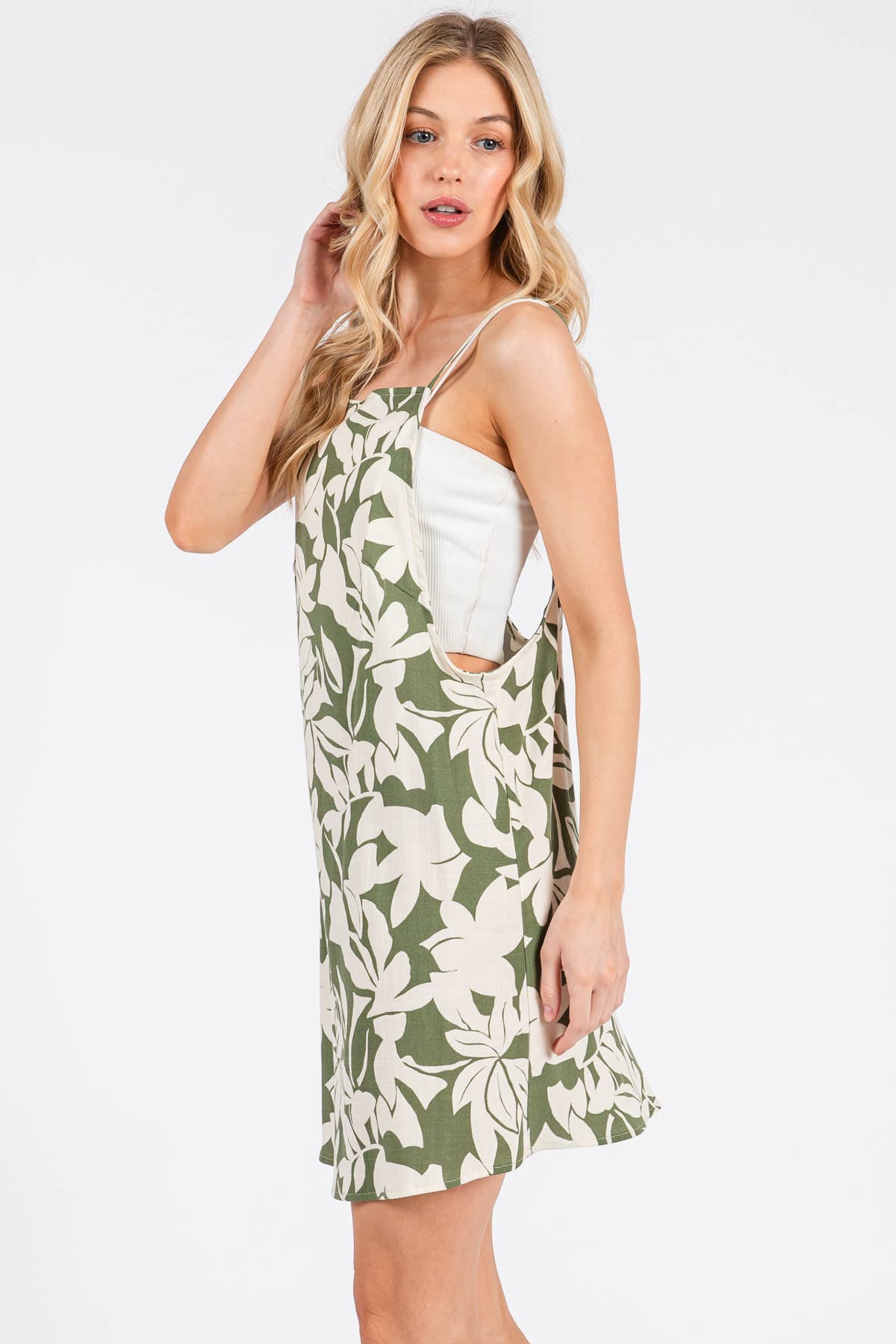 Print Open Back Detailed Mini Dress