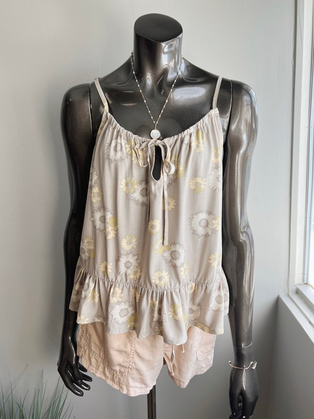 Floral Ruffle Hem Cami (3 colors) (FINAL SALE) Cookies Clothing Hawaii