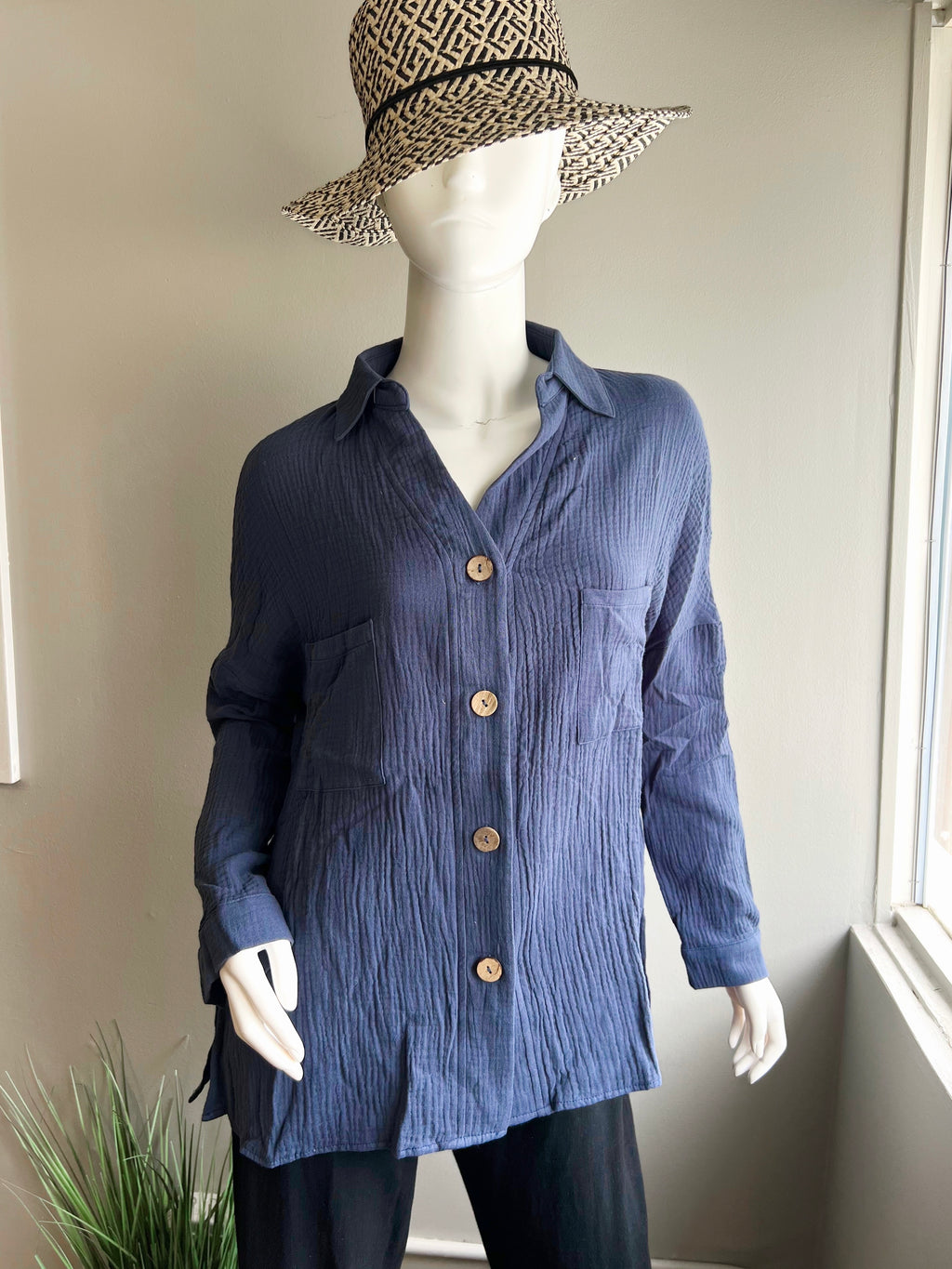 Gauze Button Up Top (3 colors) Cookies Clothing Hawaii