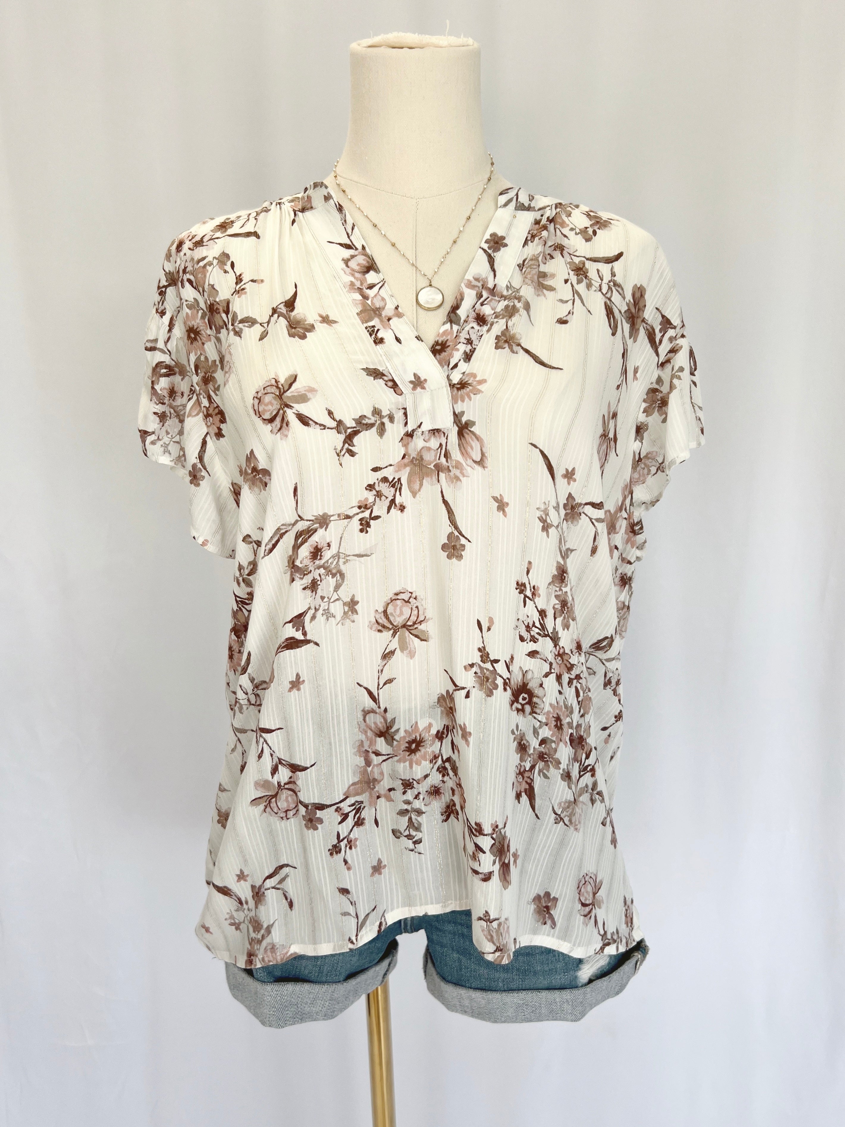 Floral V-Neck Blouse