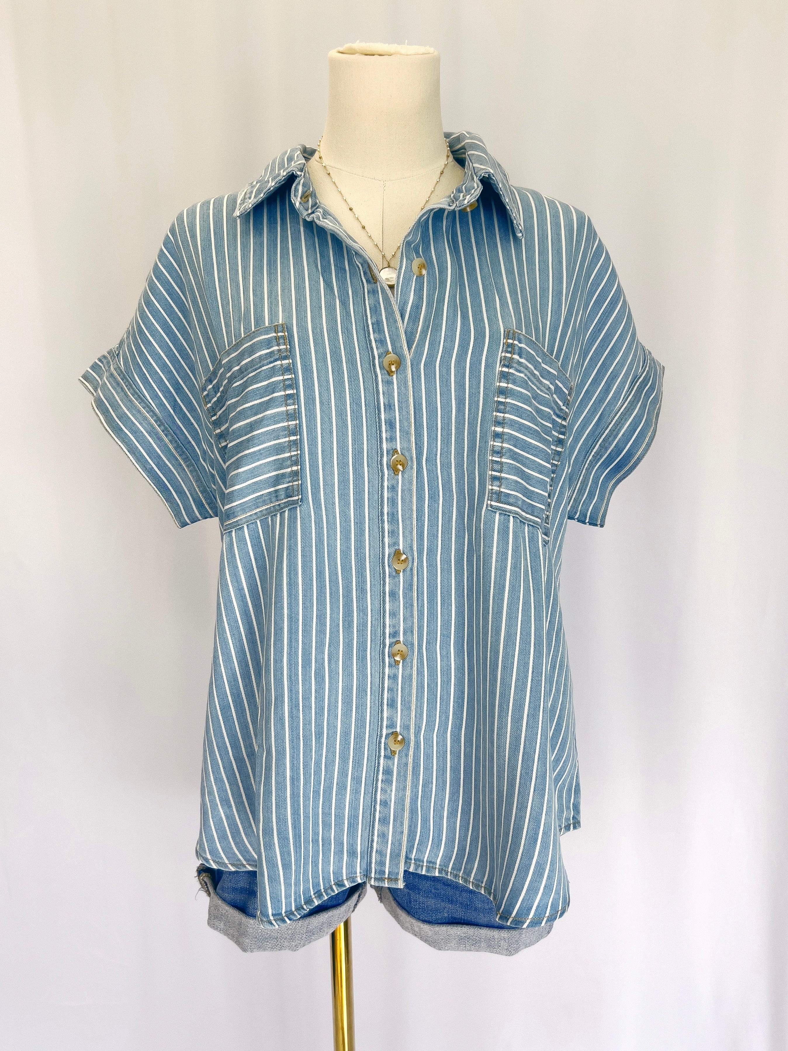 Pinstripe Button Down Shirt