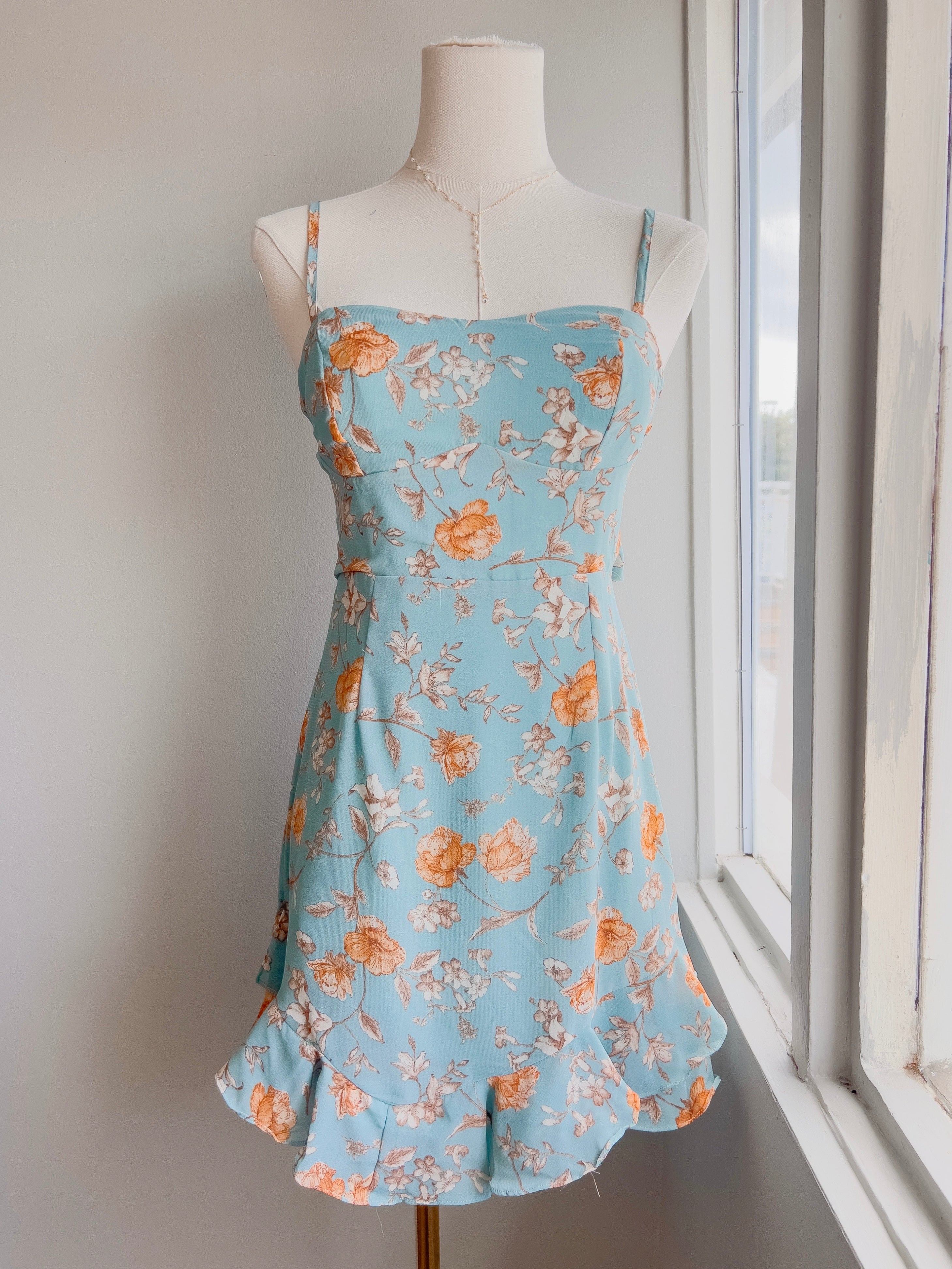 Floral Tie Back Mini Dress