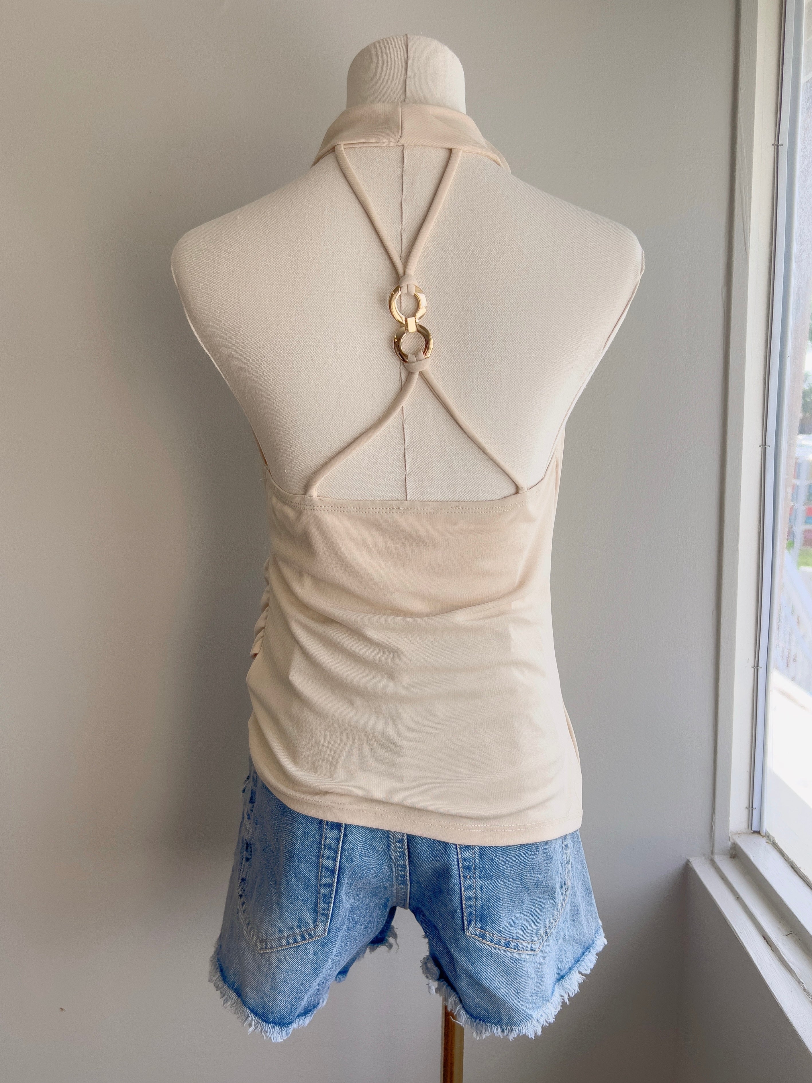 Cowl Neck Chain Back Top