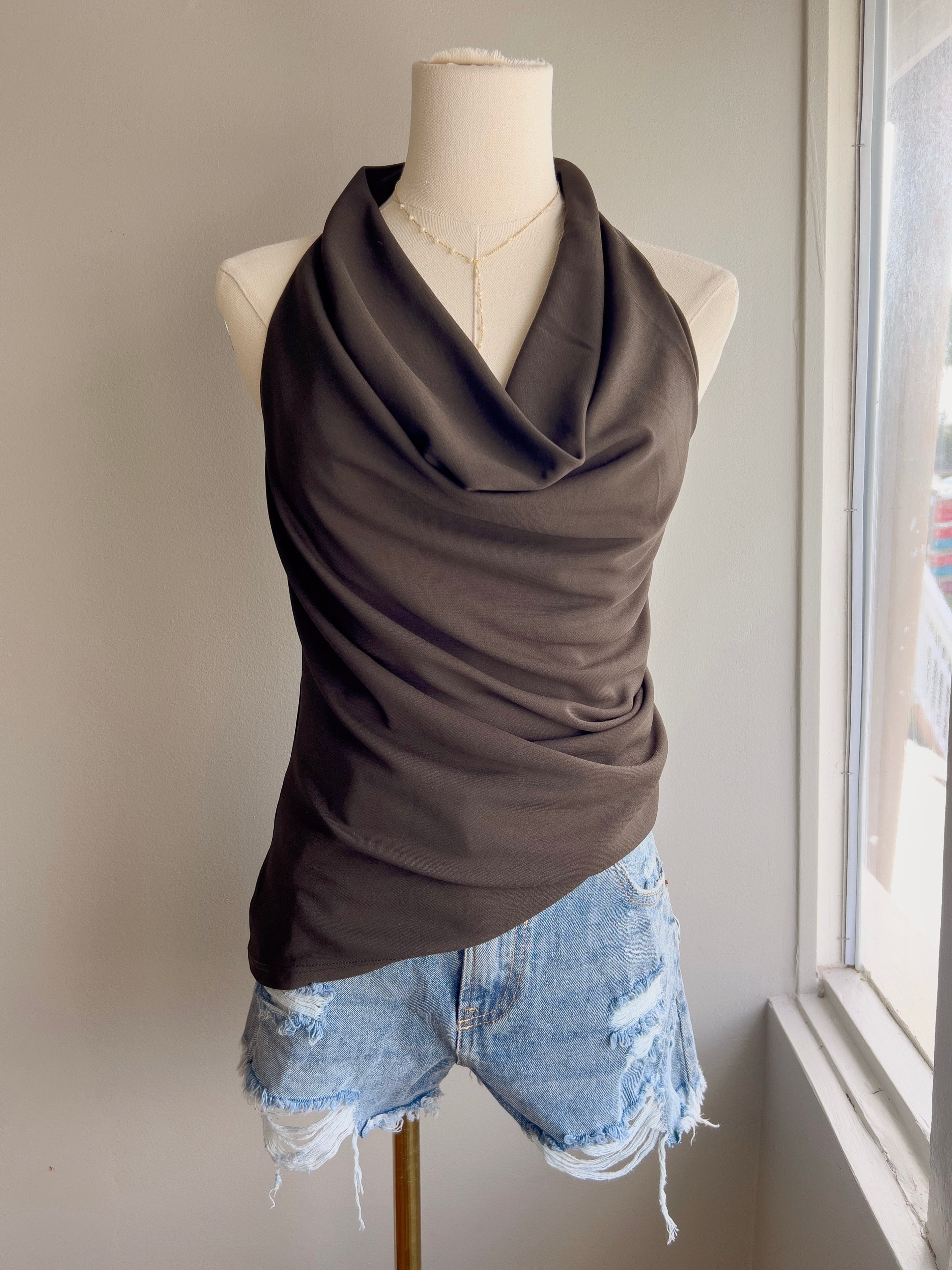 Cowl Neck Chain Back Top