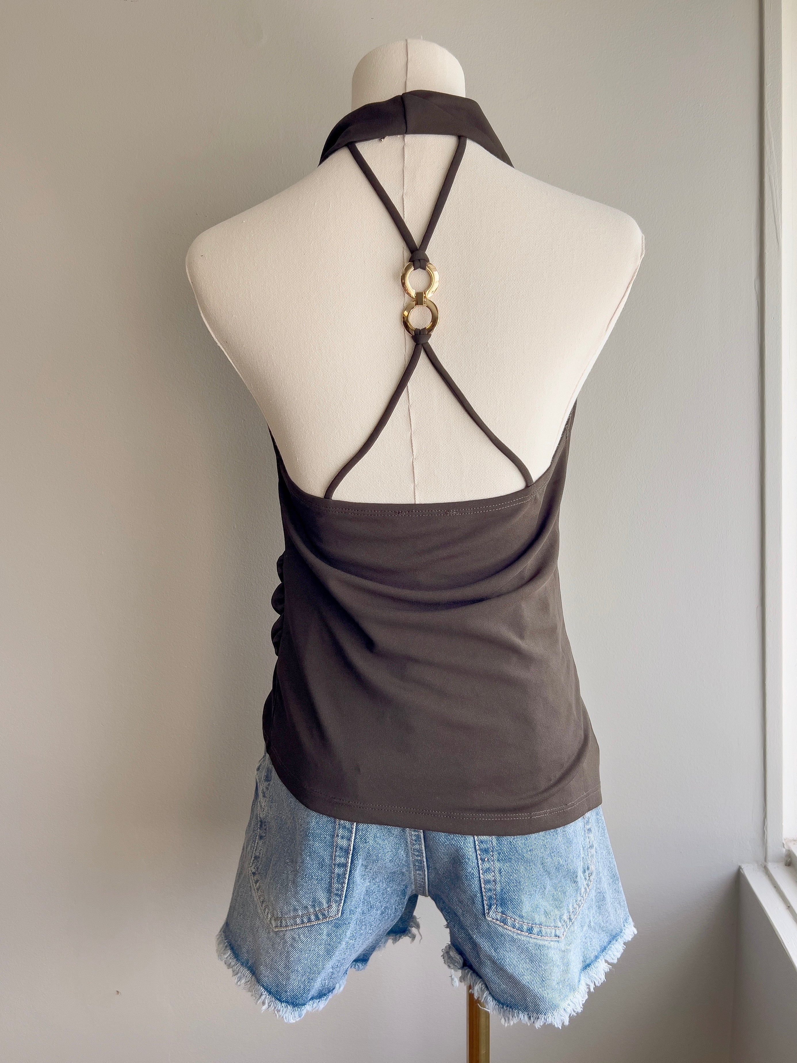 Cowl Neck Chain Back Top