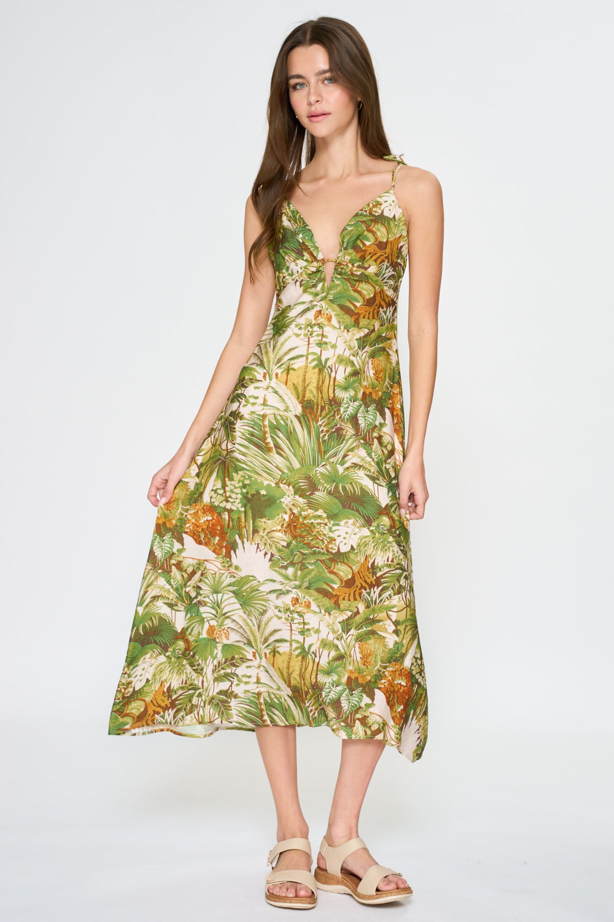 Jungle Print Midi Dress