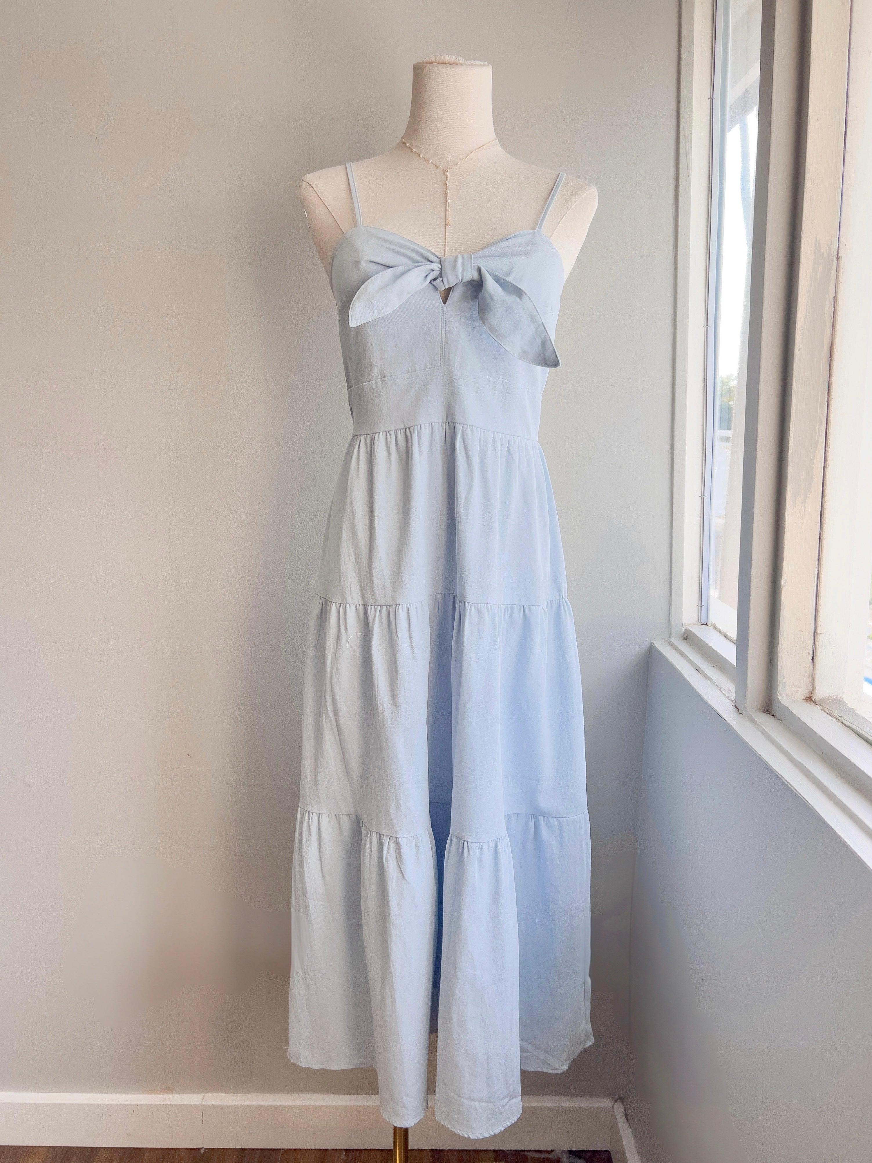 Tie Bodice Tier Midi Dress