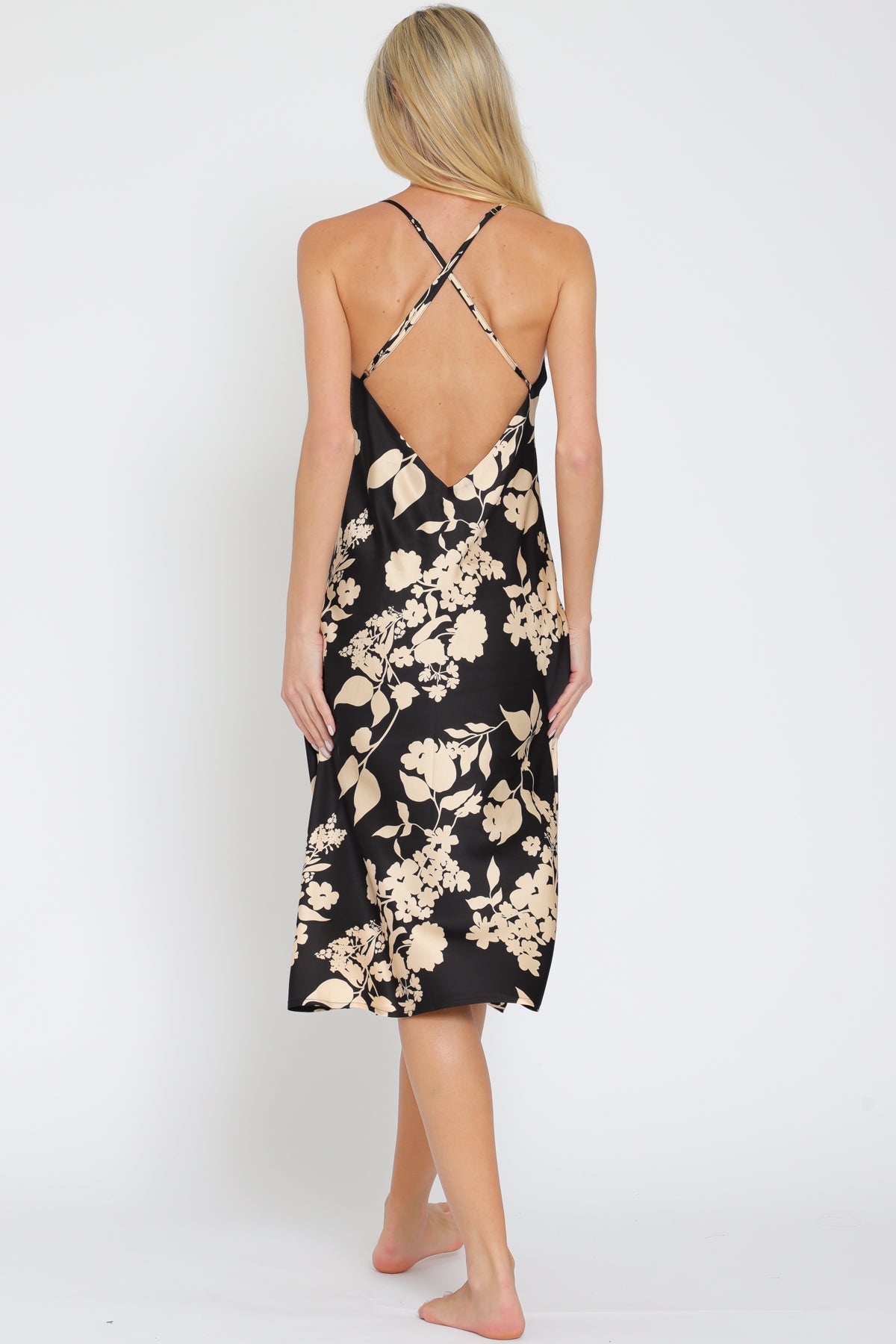 Contrast Cowl Neck Slip Dress