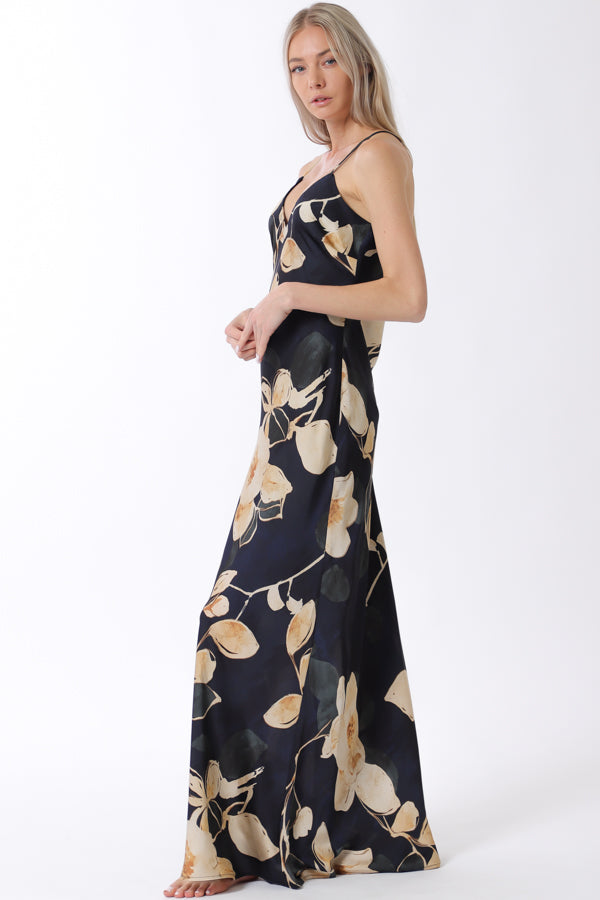 Floral V-Neck Slip Maxi Dress