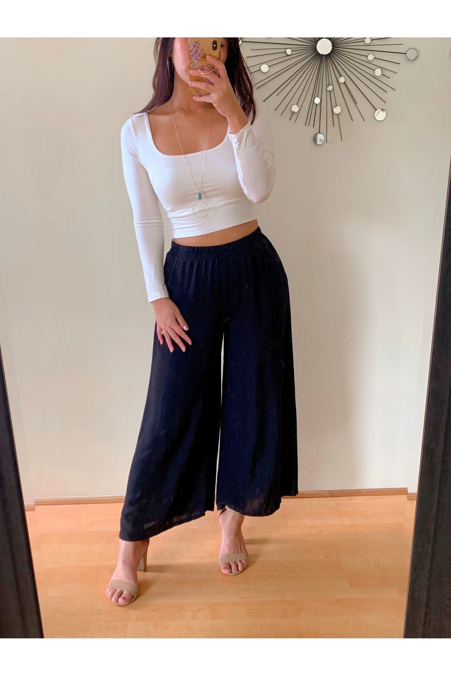 Elastic Cropped Pants