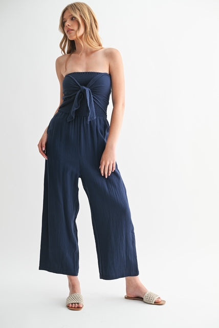Gauze Tie Bodice Jumpsuit