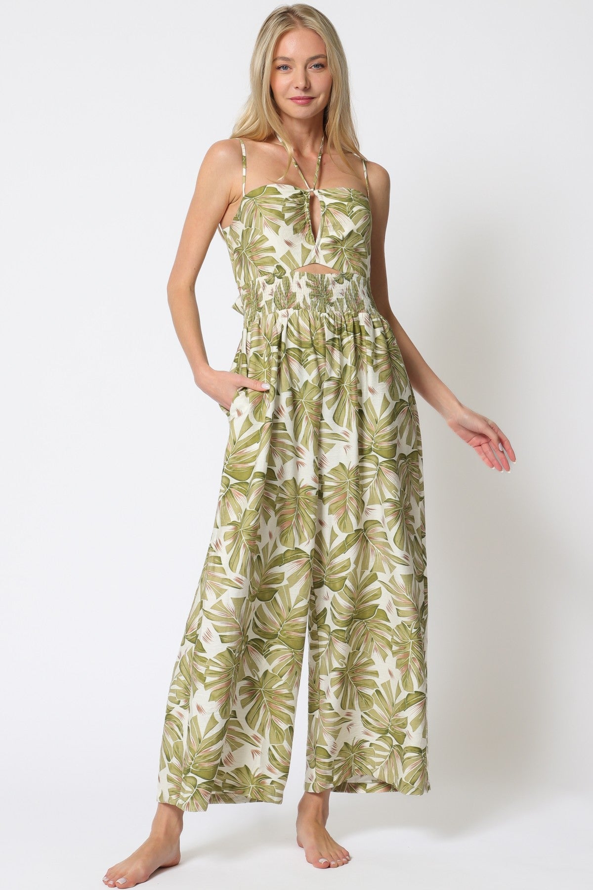 Monstera Halter Jumpsuit