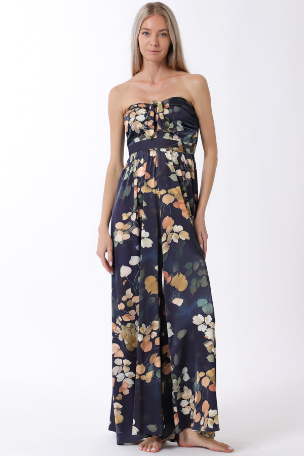 Tie Front Strapless Jumpsuit