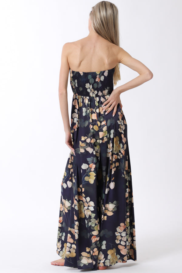 Tie Front Strapless Jumpsuit