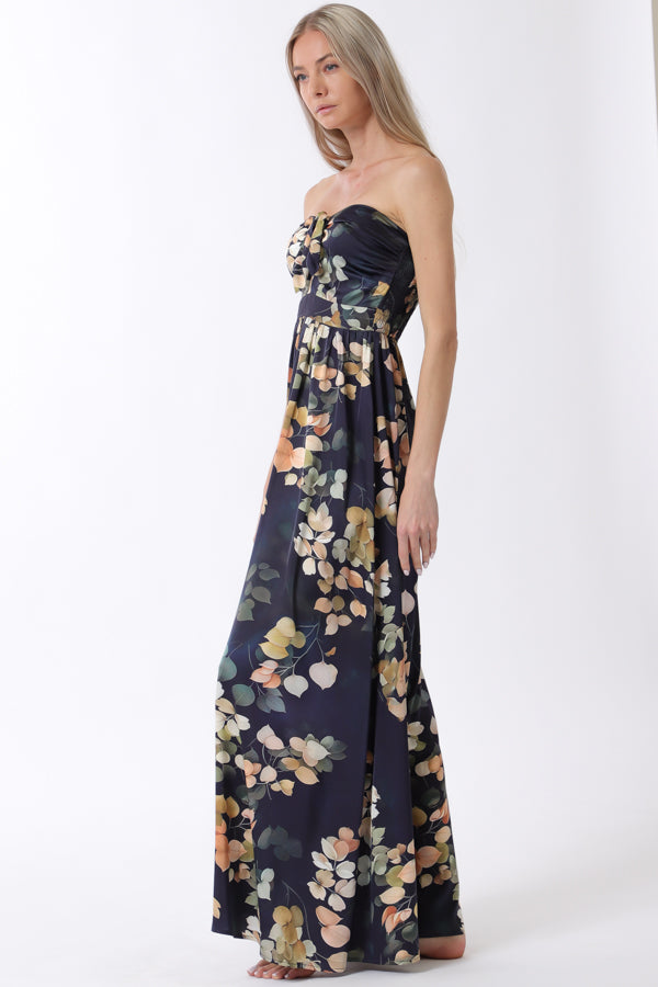 Tie Front Strapless Jumpsuit