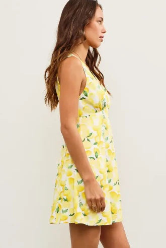 Lemon V-Neck Mini Dress