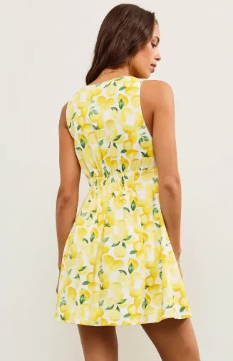 Lemon V-Neck Mini Dress