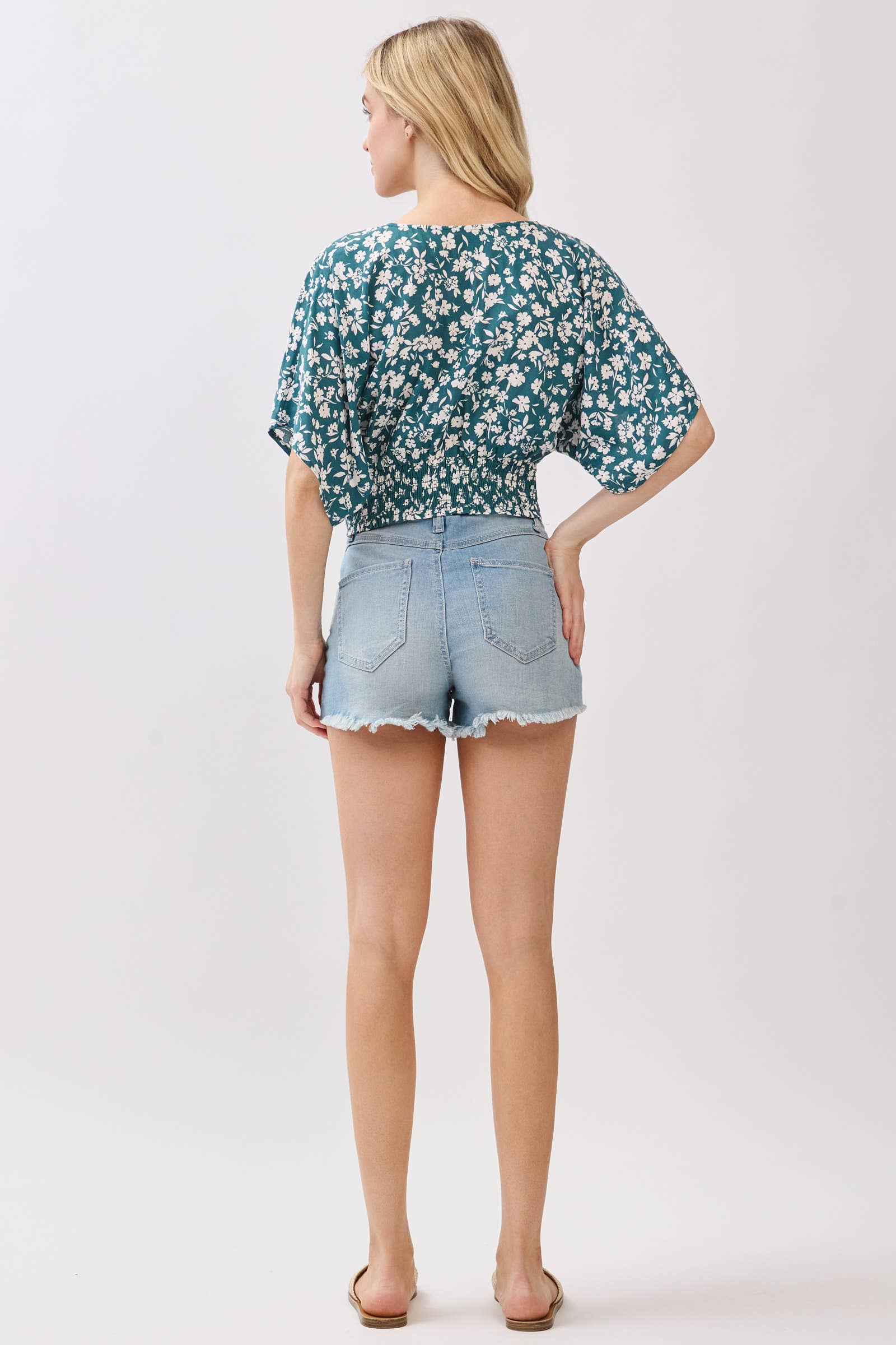 V-neck Dolman Short Sleeve Top - VNT30268E