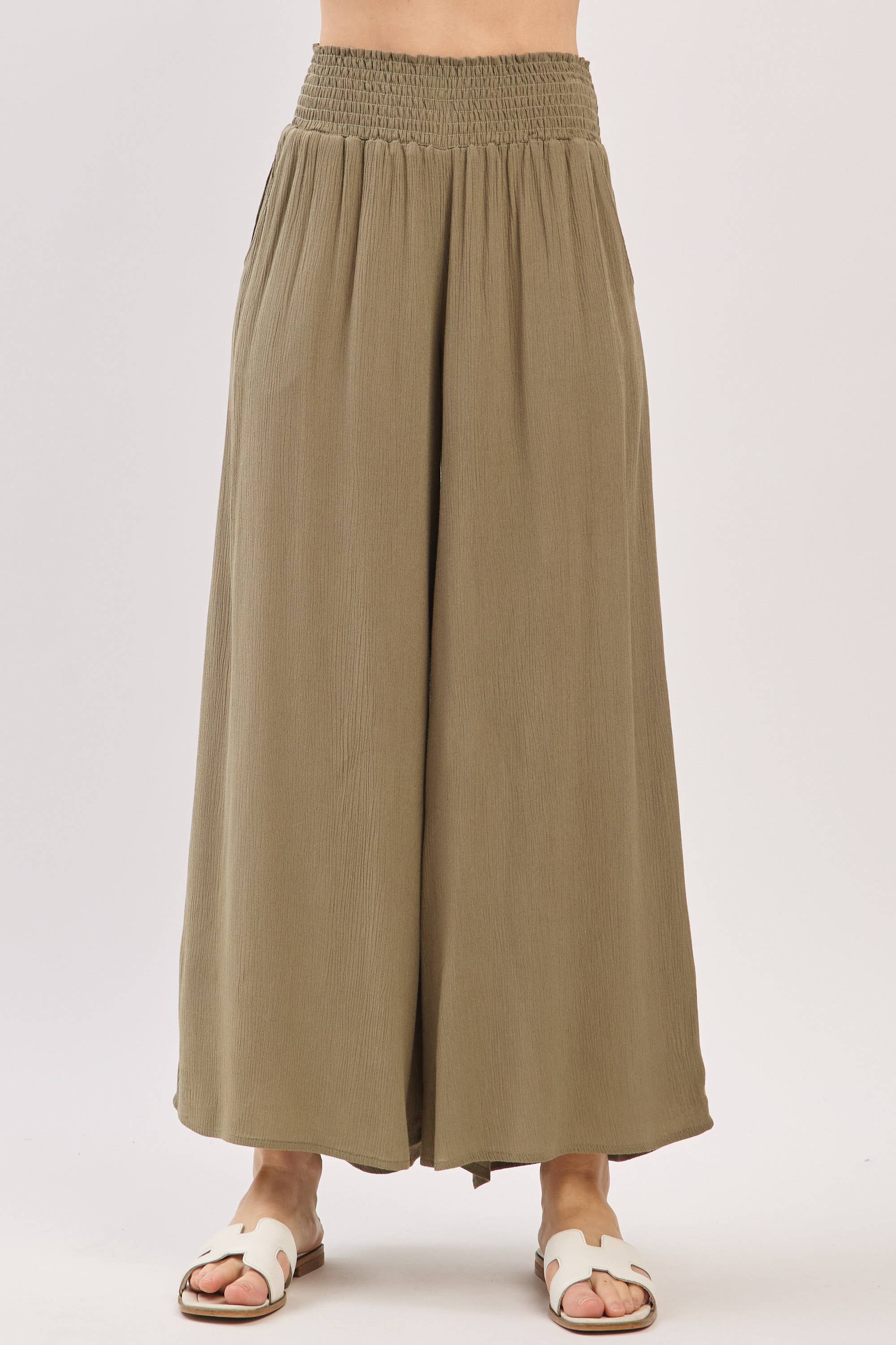 Solid Wide Leg Pants