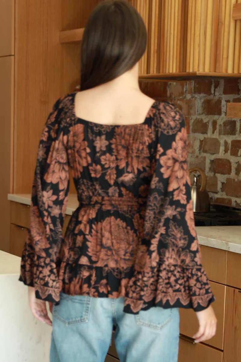 Flare Sleeved V-Neck Blouse