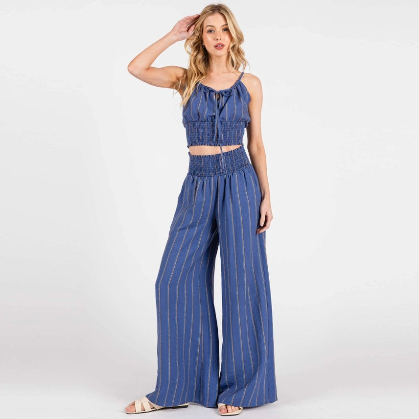 Striped Wide Leg Smock Pants