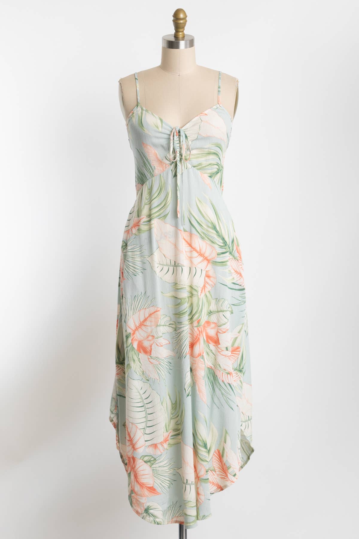 Tropical Ruche Bodice Midi Dress