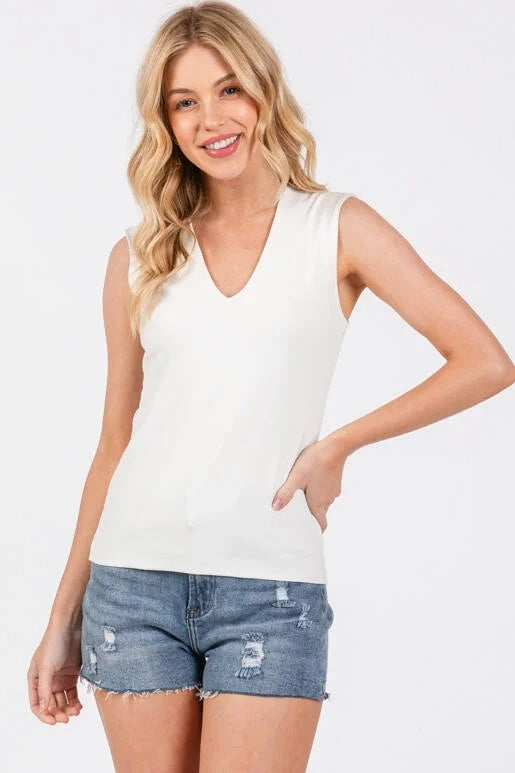 Cotton V Neck Double Layer Top
