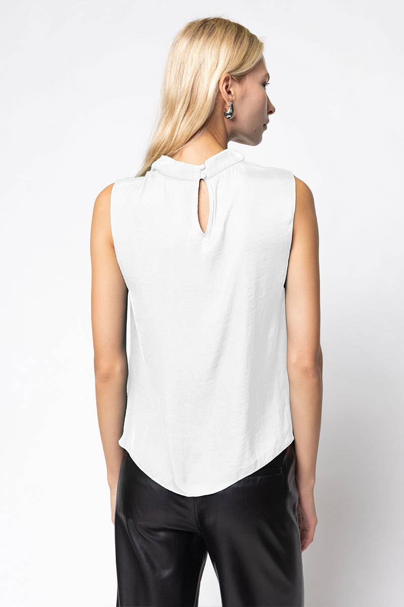 Draped Sleeveless Top With Gathered Neckline