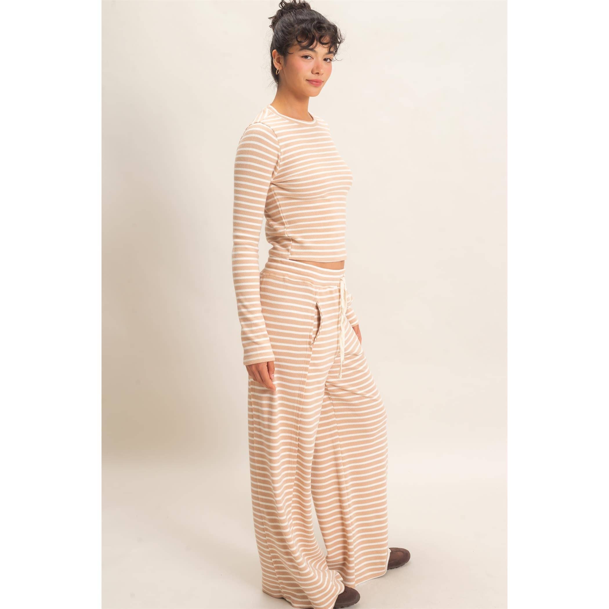 Striped Waffle Long Sleeve Top & Pants Set (sold separately)
