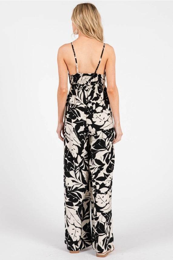 Tie Bodice Wide Leg Cami Jumpsuit