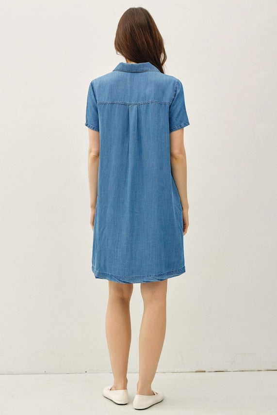 Denim Like Pocket Shirt Dress