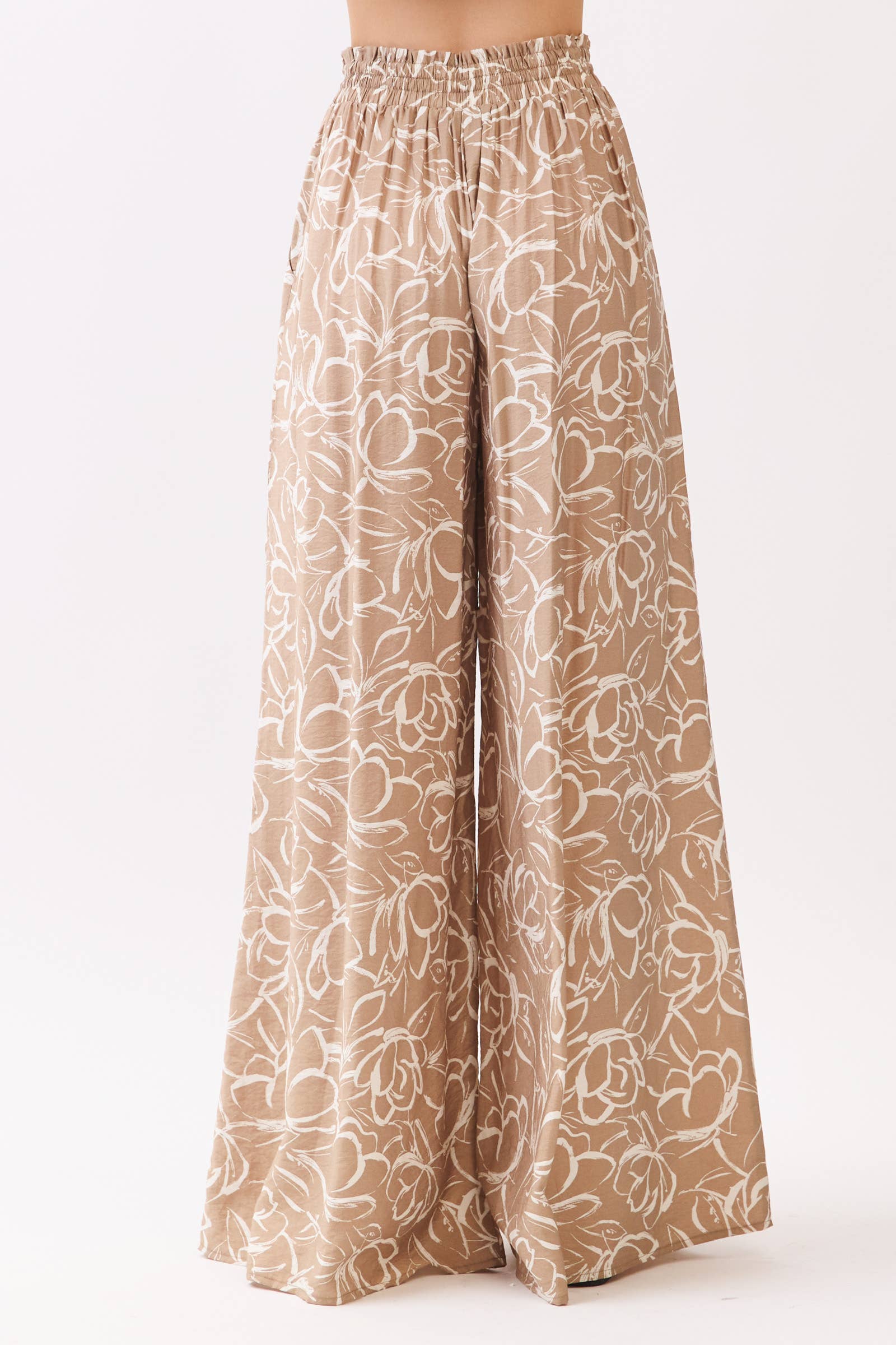 Waist Elastic Drawstring Wide Leg Pants