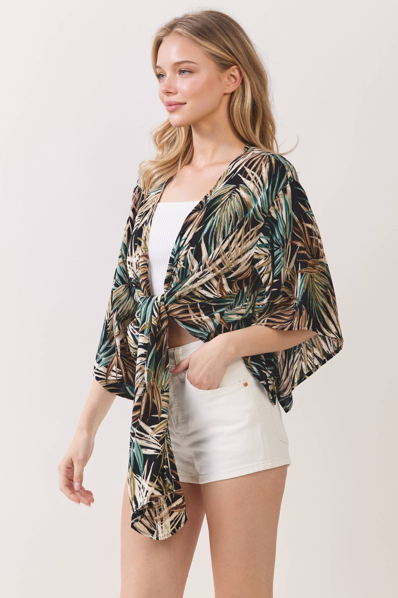 TROPICAL PRINT KIMONO CARDIGAN