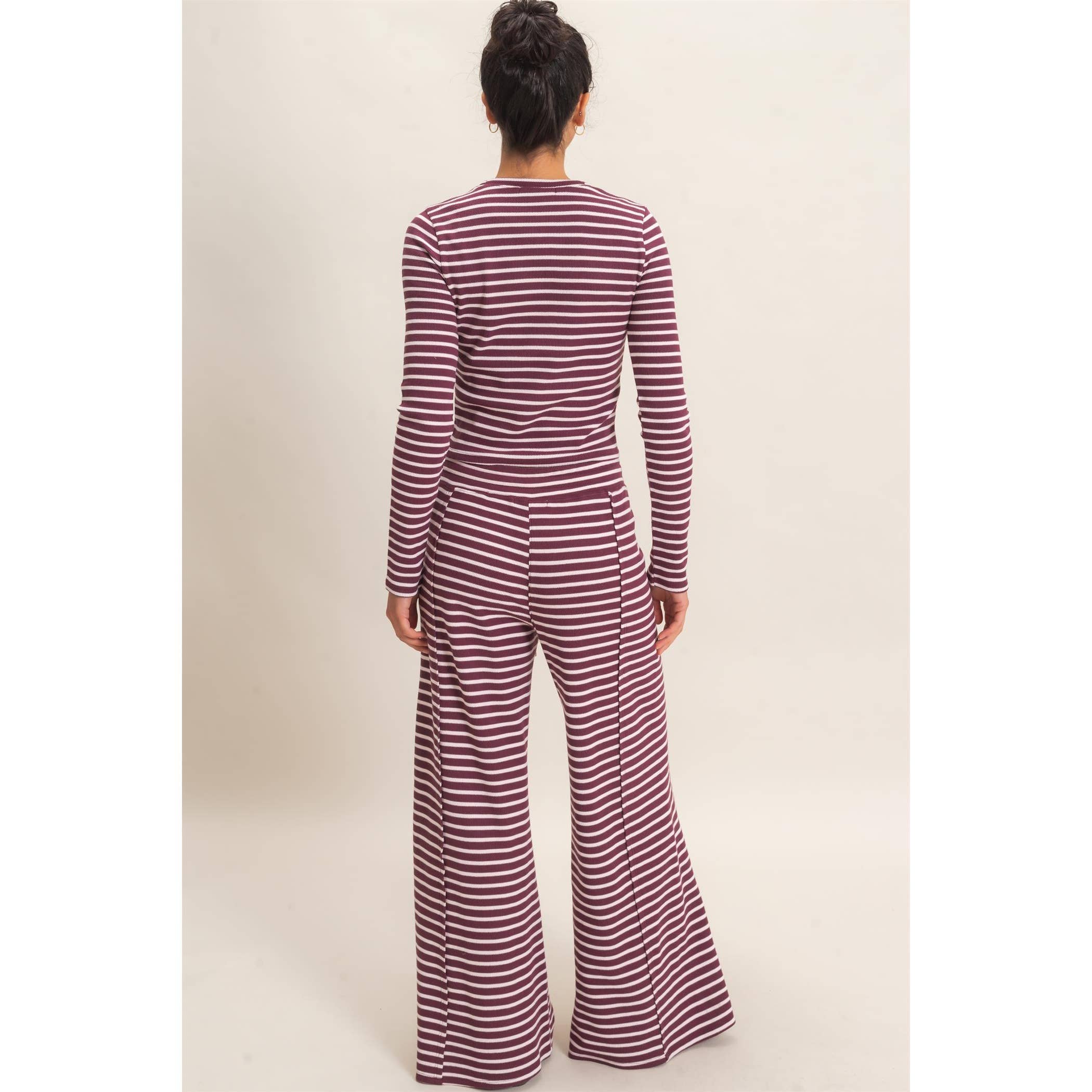 Striped Waffle Long Sleeve Top & Pants Set (sold separately)