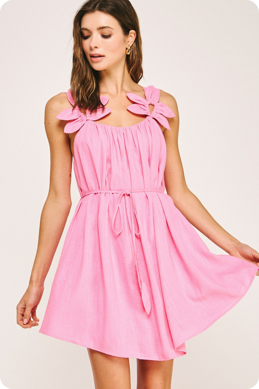Flower Petal Linen Mini Dress