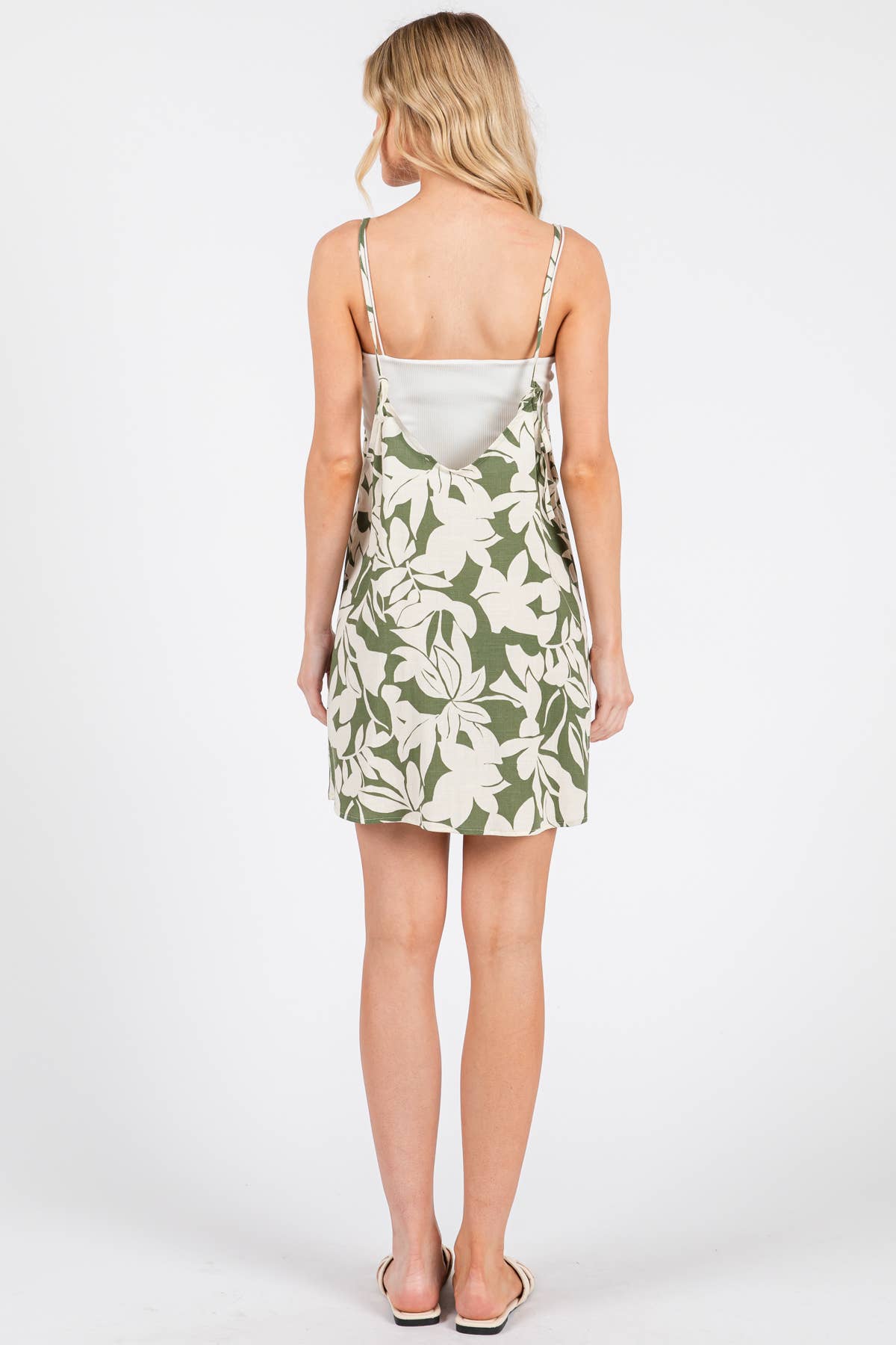 Print Open Back Detailed Mini Dress
