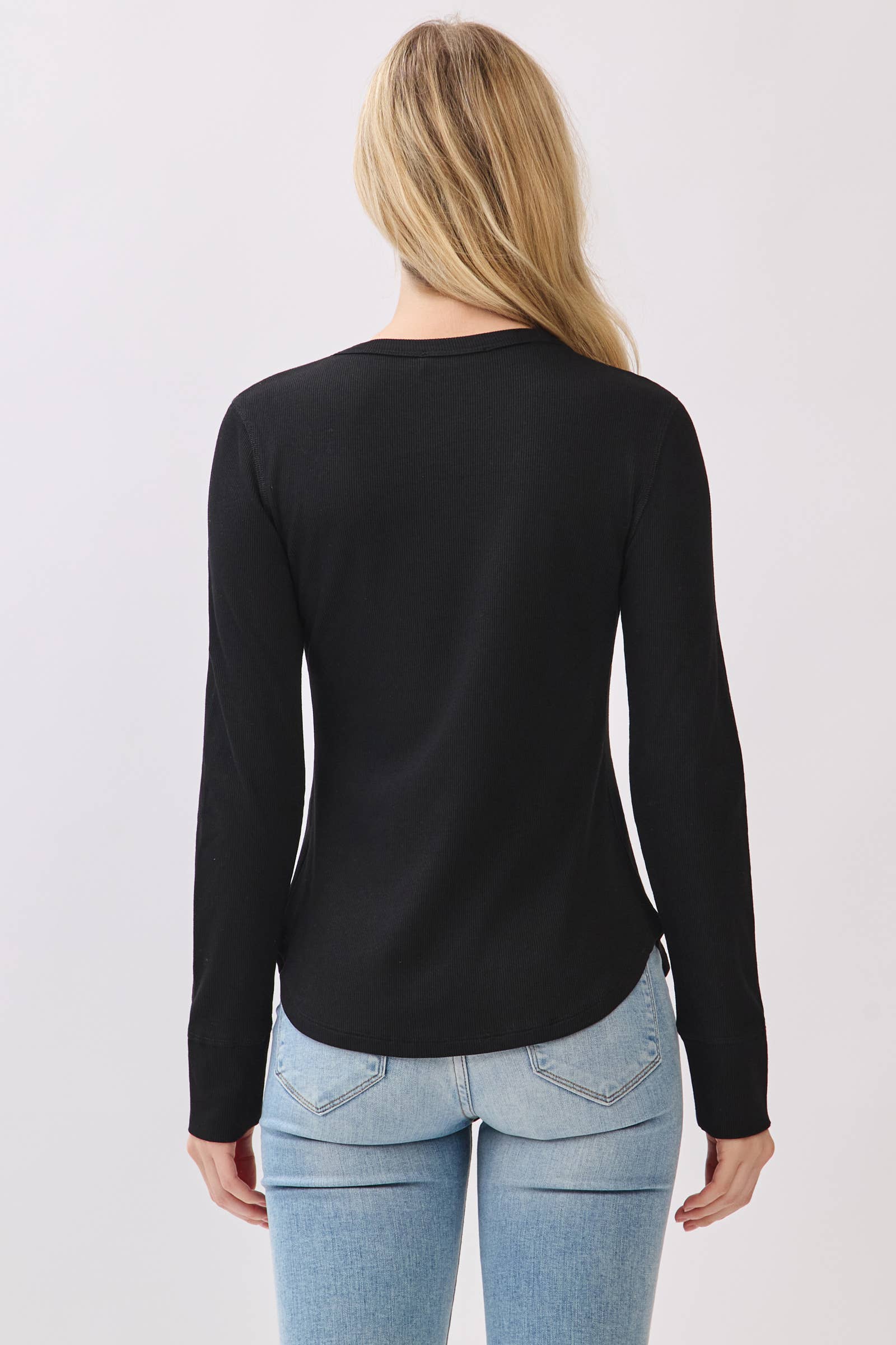 Ribbed Crew Neck Long Sleeve Fitted Top