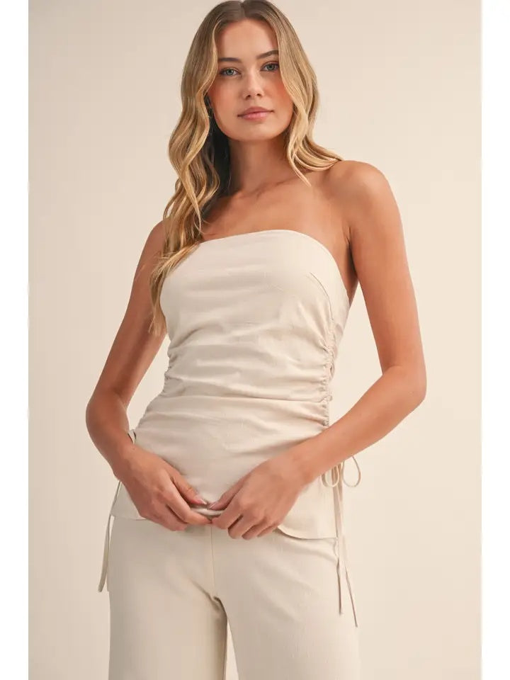 Ruche Tube Top and Wide Leg Pant Set (sold separately)