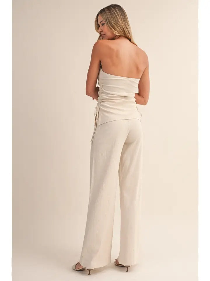 Ruche Tube Top and Wide Leg Pant Set (sold separately)
