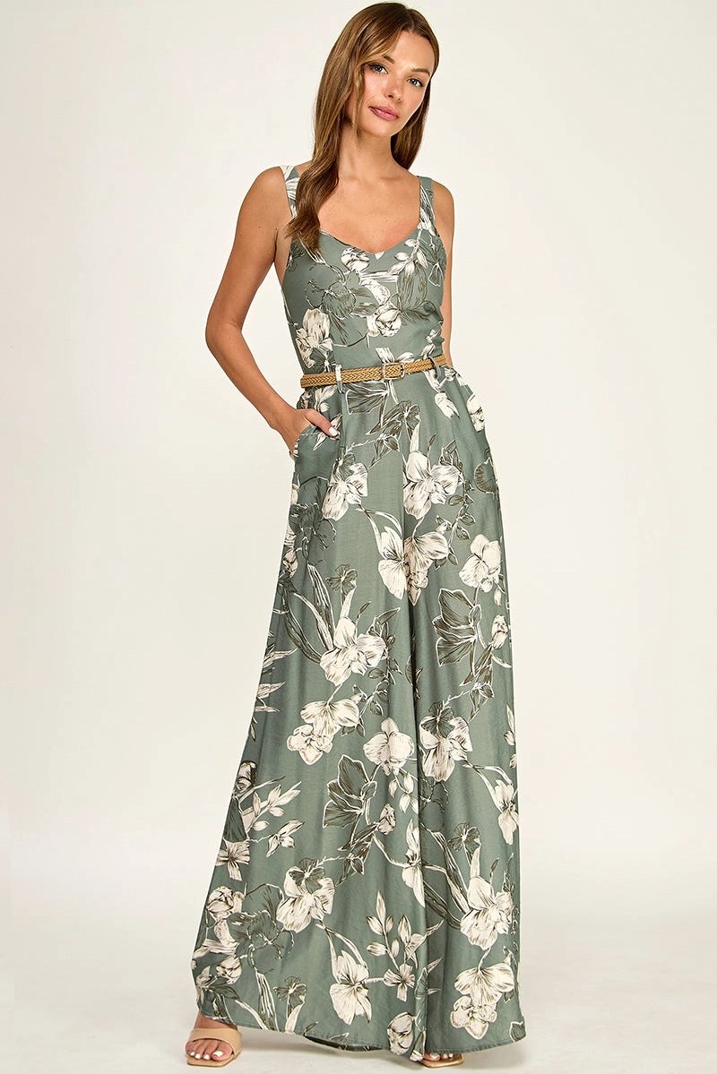 Floral Belted Jumpsuit