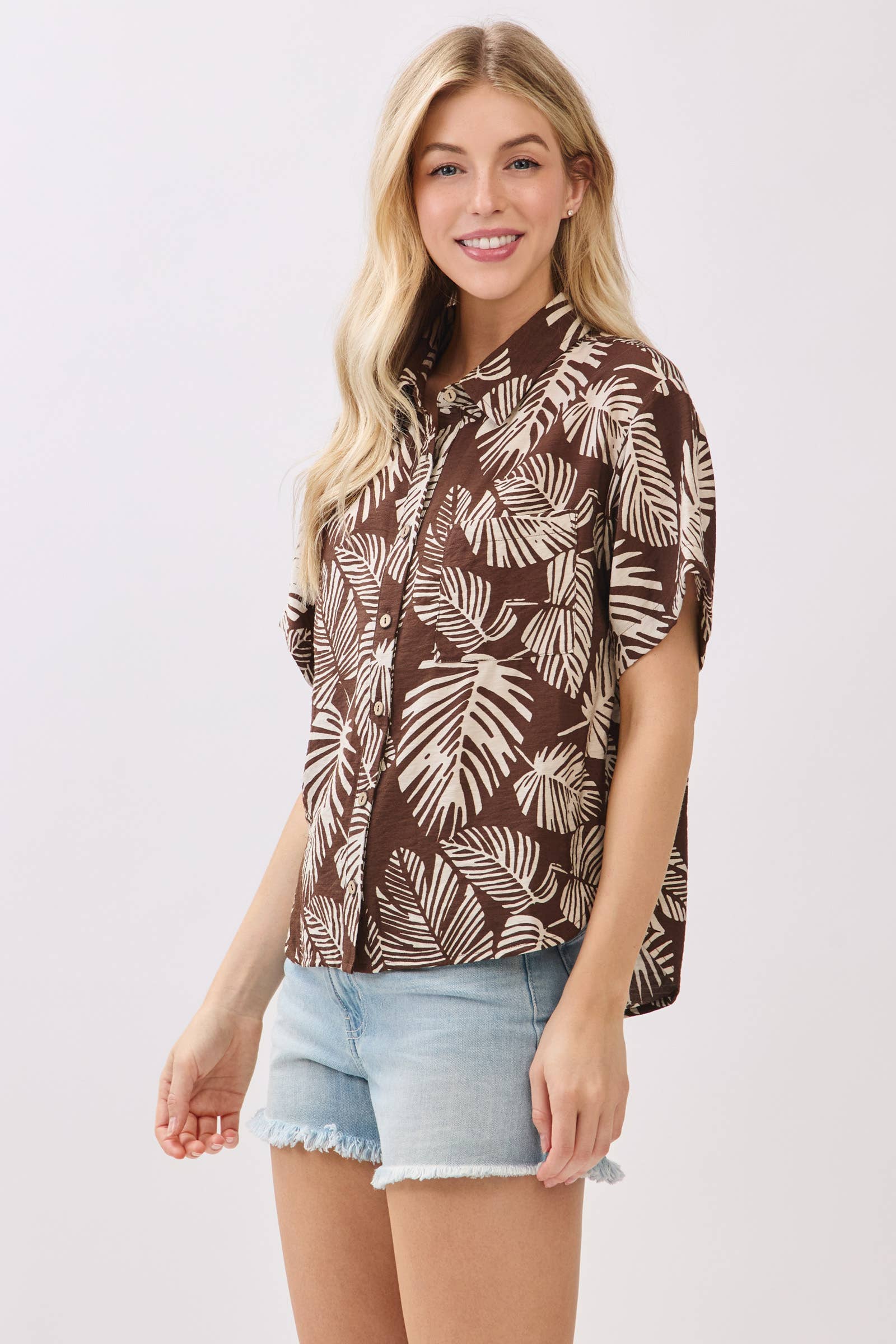 Oversized Button Down Short Sleeve Shirt