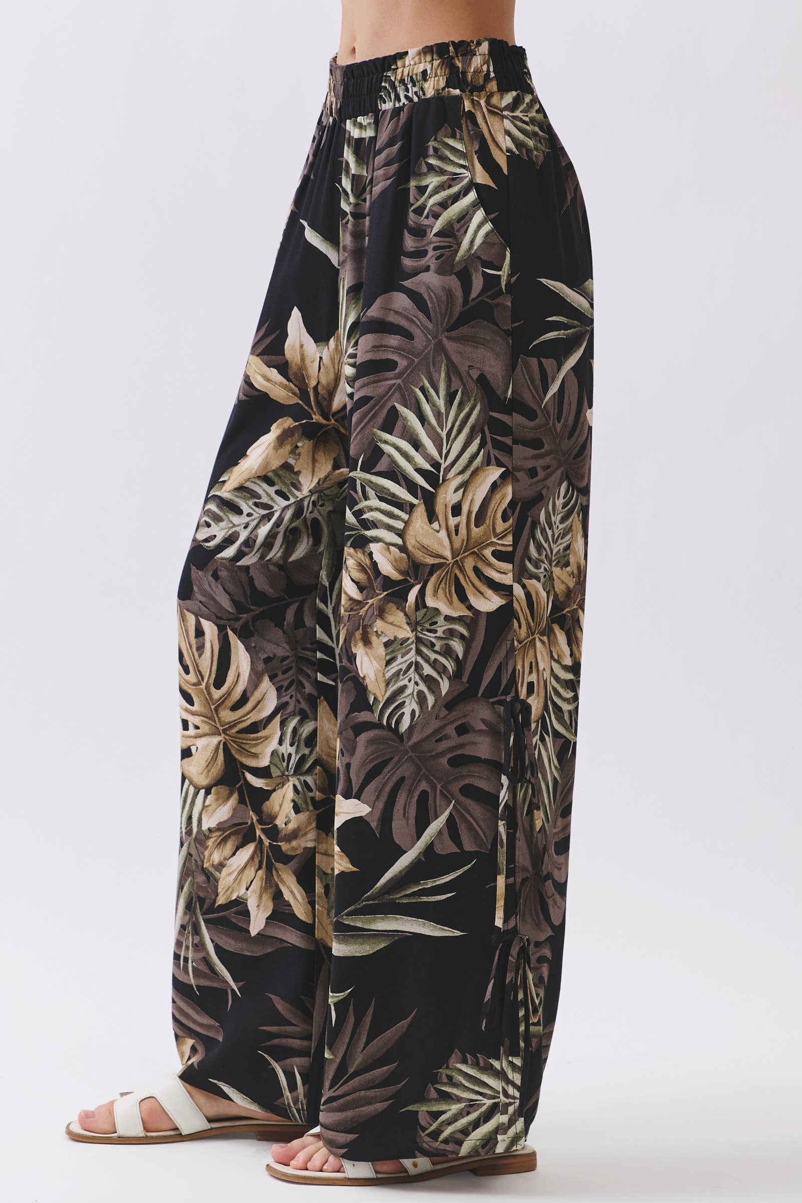 Monstera Split Tie Detail Pants