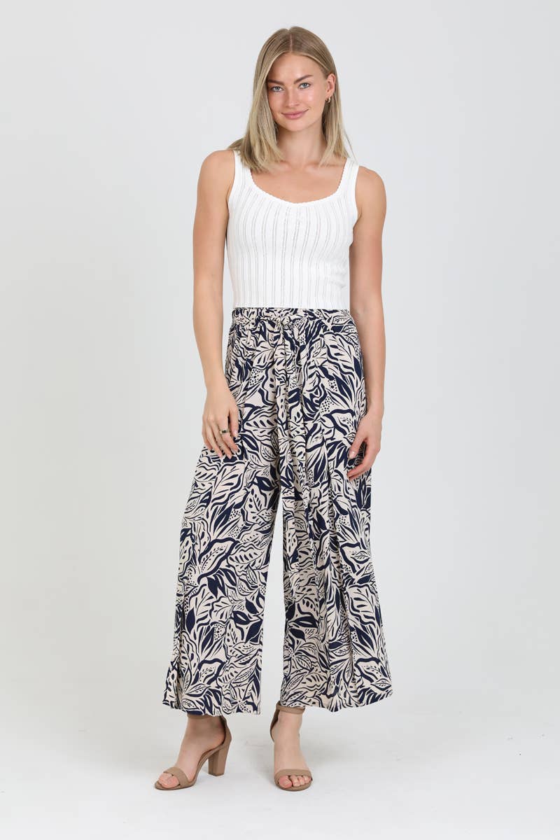 Tie Waist Wide Leg Pants