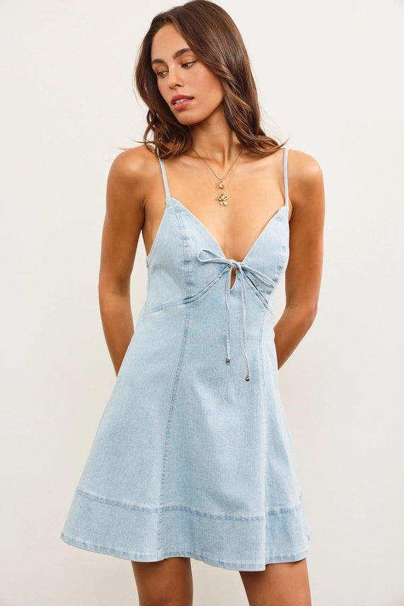 Cut Out Tie Bodice Mini Dress