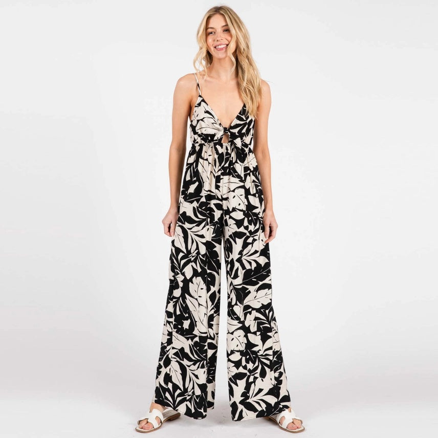 Tie Bodice Wide Leg Cami Jumpsuit