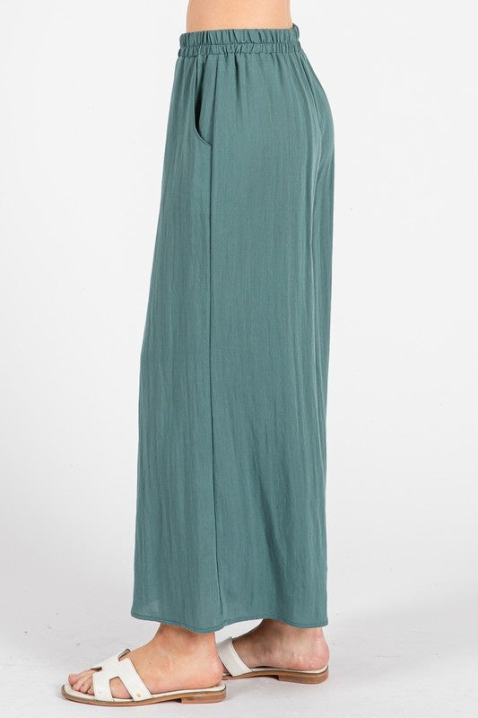 Crop Hem Wide Leg Pants