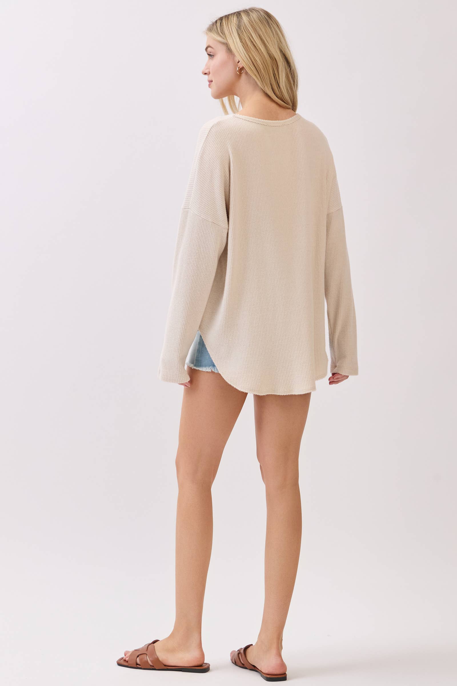 Brushed Ribbed Long Sleeve Top