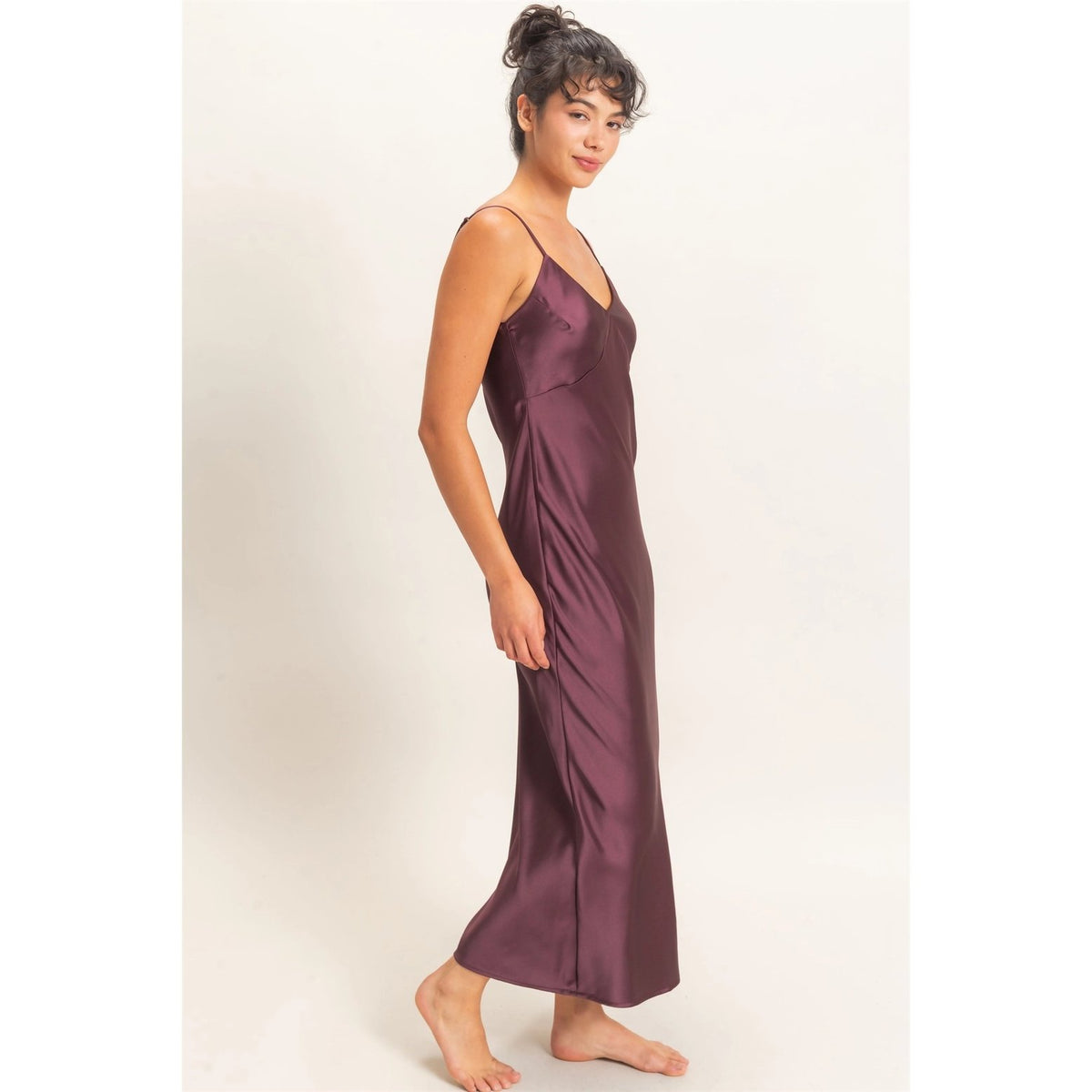 Satin V-Neck Slip Dress