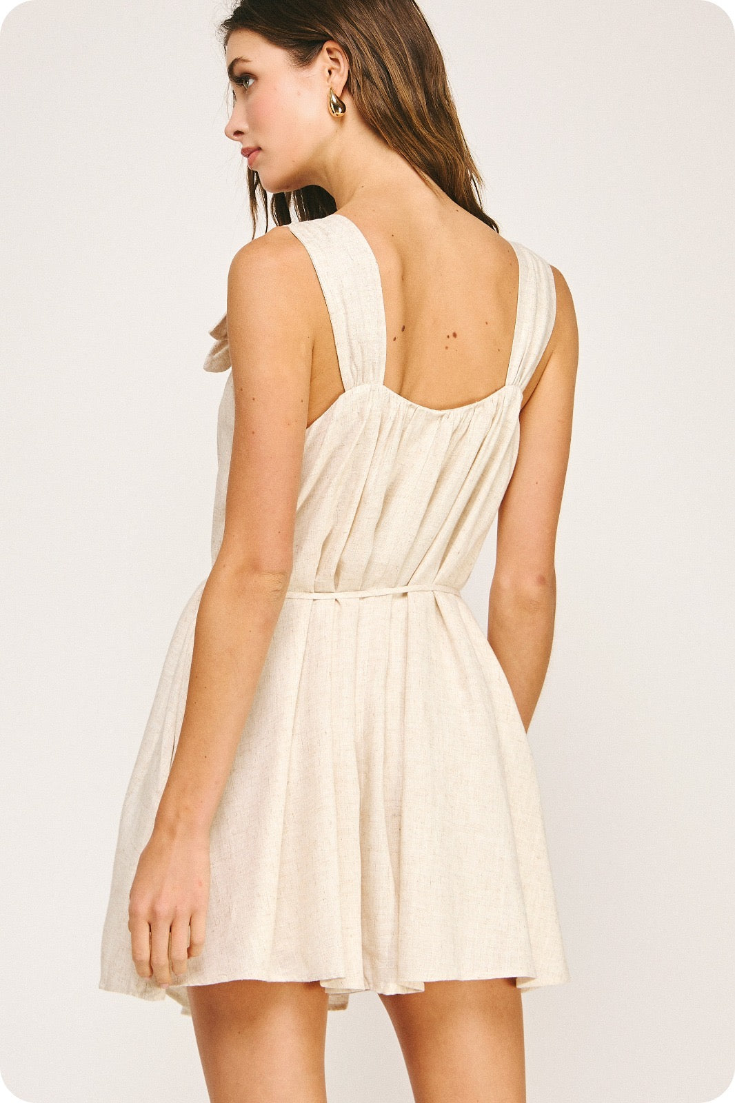 Flower Petal Linen Mini Dress