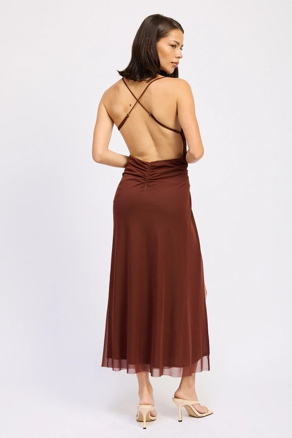 Mesh Cross Back Maxi Dress